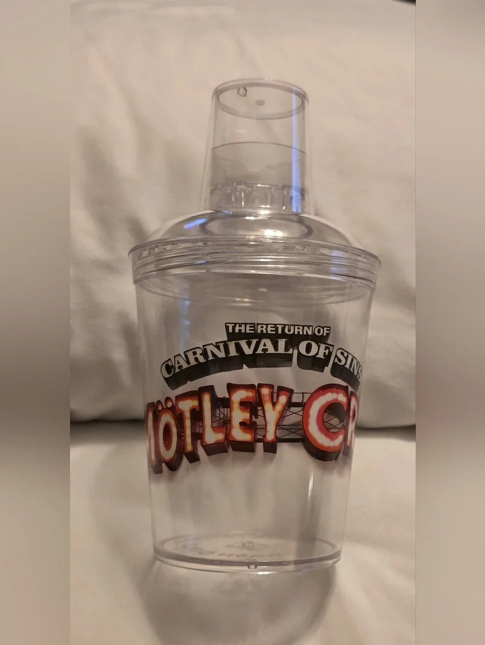 Mötley Crüe Souvenir Cup Cocktail Shaker & Shot Glass Clear Plastic Tour Merch